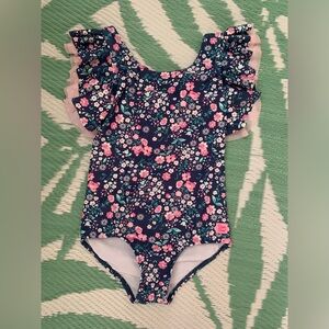 Ruffle Butts Moonlit Meadow Butterfly Sleeve One-Piece Swimsuit sz 7